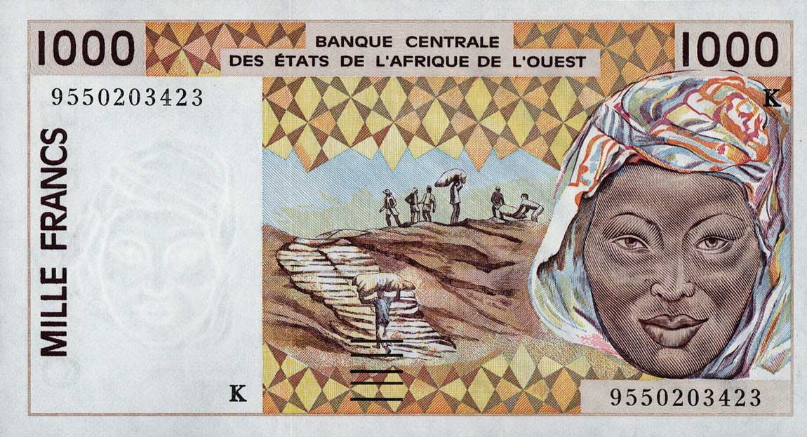 Front of West African States p711Ke: 1000 Francs from 1995