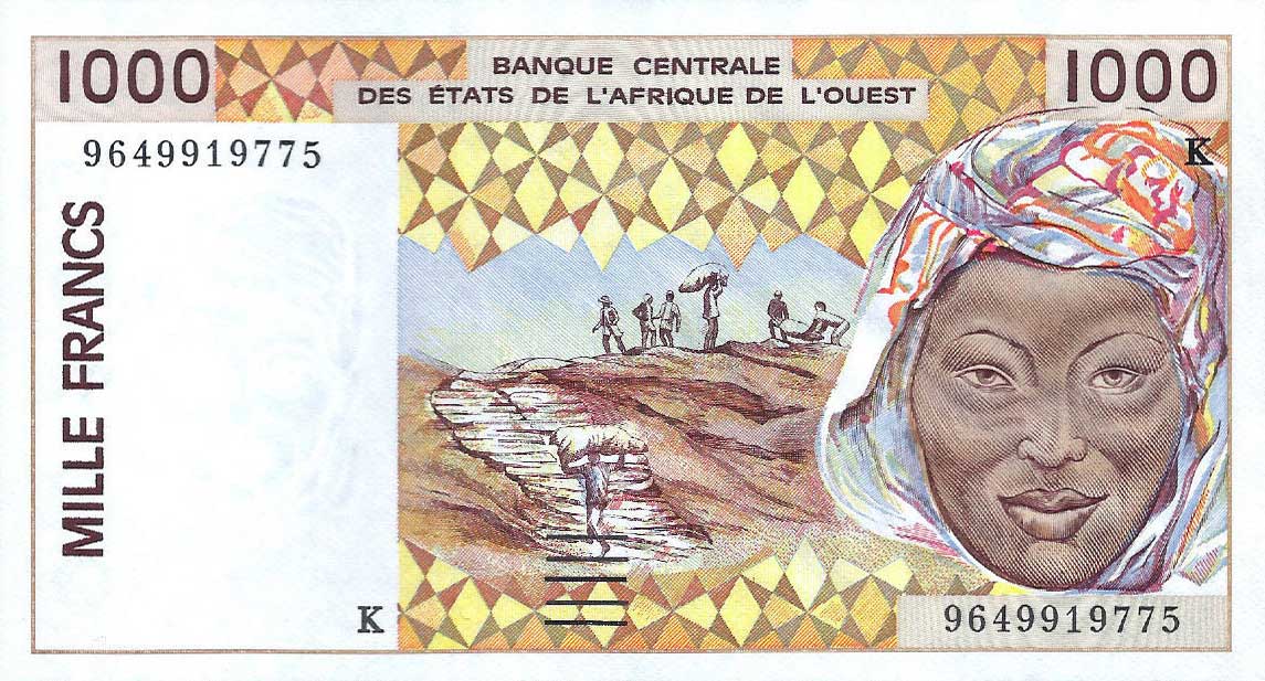 Front of West African States p711Kf: 1000 Francs from 1996