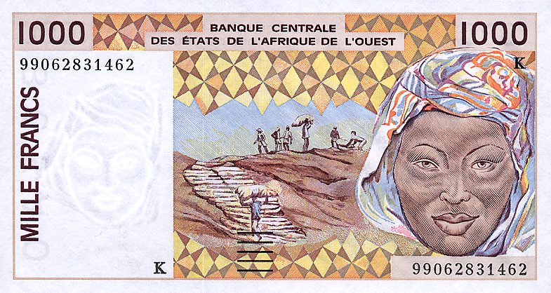 Front of West African States p711Ki: 1000 Francs from 1999