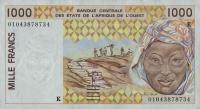 p711Kk from West African States: 1000 Francs from 2001