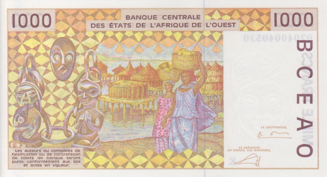 Back of West African States p711Kl: 1000 Francs from 2002