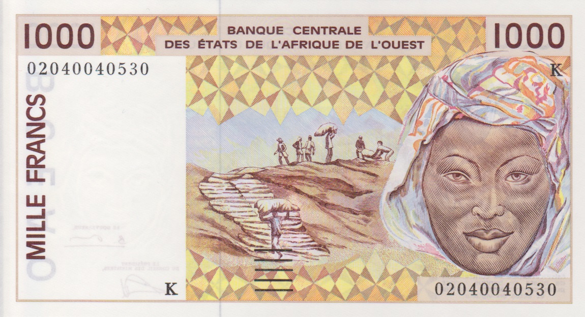 Front of West African States p711Kl: 1000 Francs from 2002