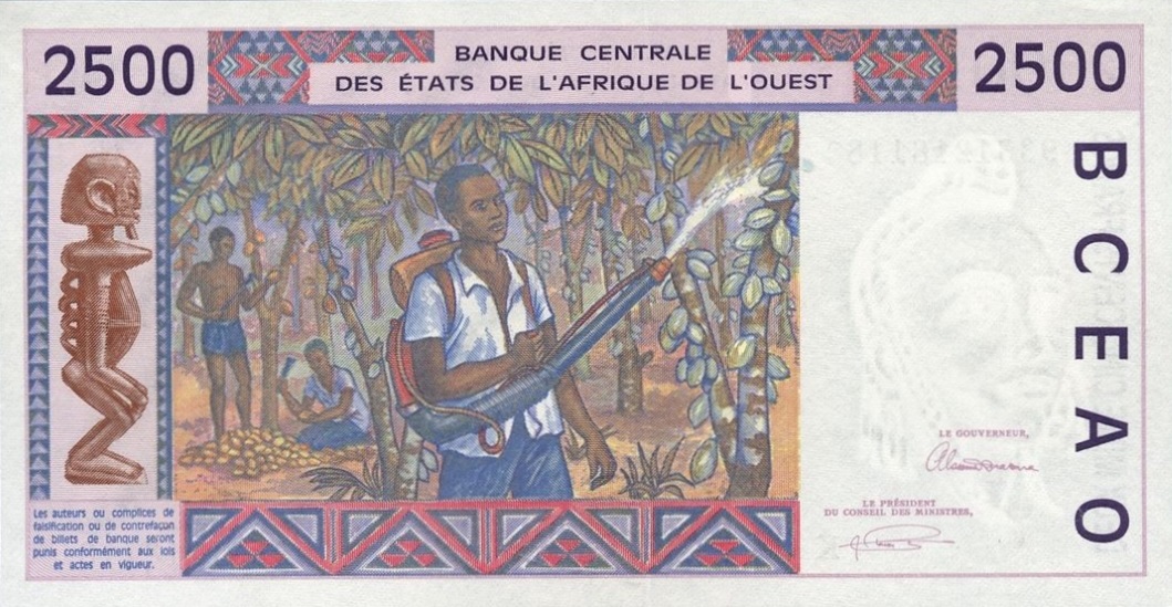 Back of West African States p712Kb: 2500 Francs from 1993