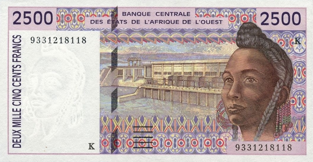 Front of West African States p712Kb: 2500 Francs from 1993