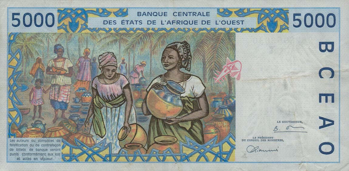 Back of West African States p713Kg: 5000 Francs from 1998