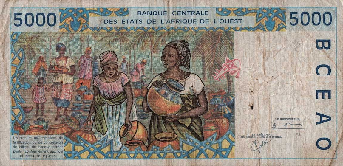 Back of West African States p713Kj: 5000 Francs from 2000