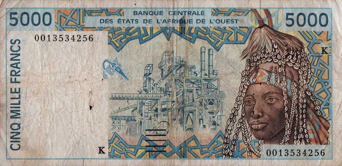 Front of West African States p713Kj: 5000 Francs from 2000