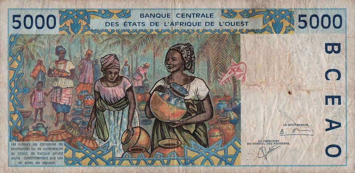 Back of West African States p713Kk: 5000 Francs from 2001