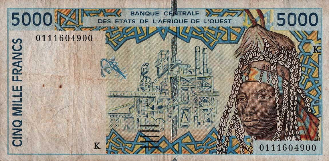 Front of West African States p713Kk: 5000 Francs from 2001