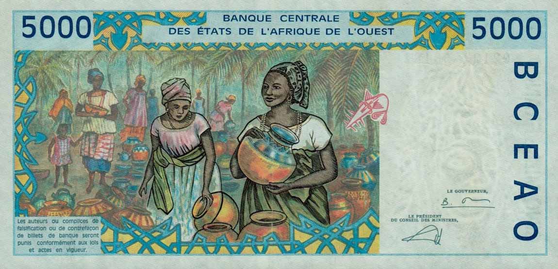 Back of West African States p713Kl: 5000 Francs from 2002