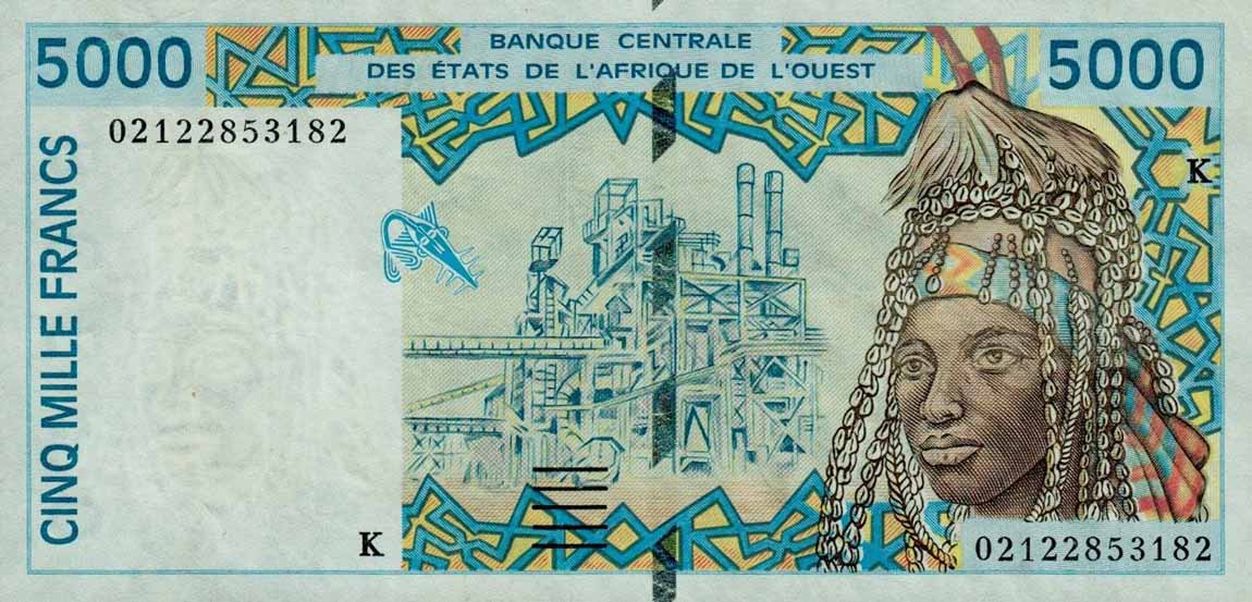 Front of West African States p713Kl: 5000 Francs from 2002