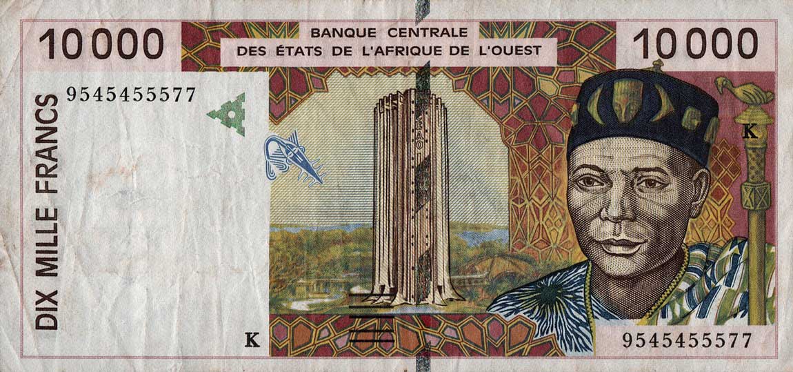 Front of West African States p714Kc: 10000 Francs from 1995