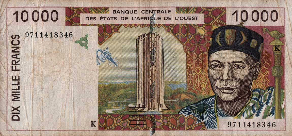 Front of West African States p714Ke: 10000 Francs from 1997