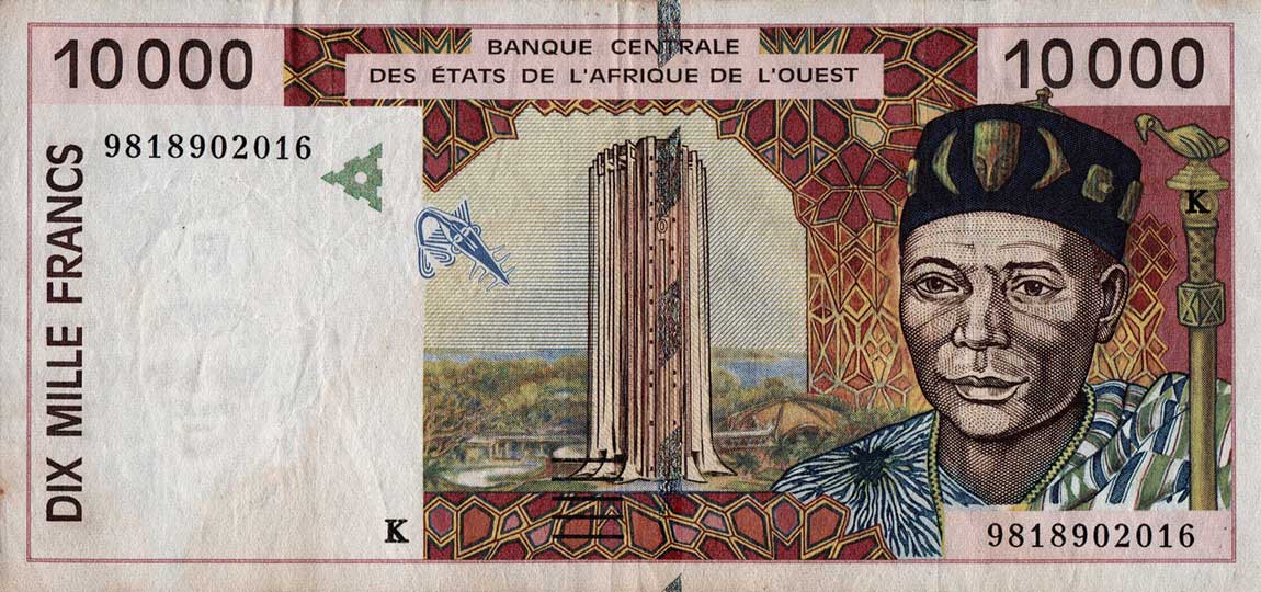 Front of West African States p714Kf: 10000 Francs from 1998