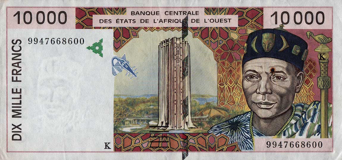 Front of West African States p714Kh: 10000 Francs from 1999