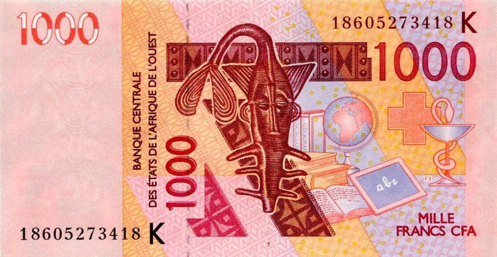 Front of West African States p715Kr: 1000 Francs from 2018