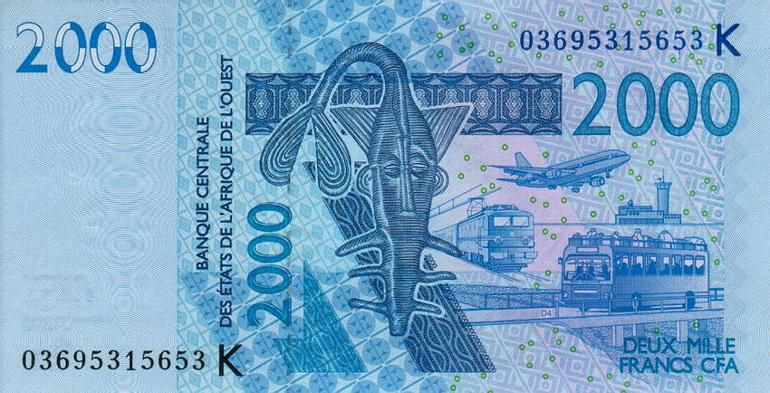 Front of West African States p716Ka: 2000 Francs from 2003