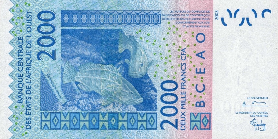 Back of West African States p716Kb: 2000 Francs from 2004