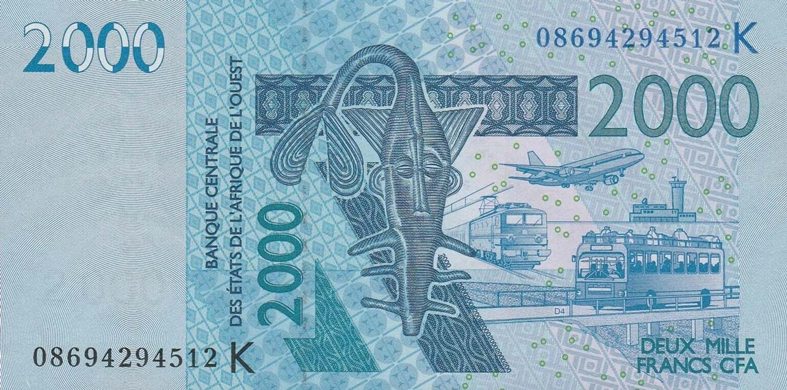 Front of West African States p716Kf: 2000 Francs from 2008