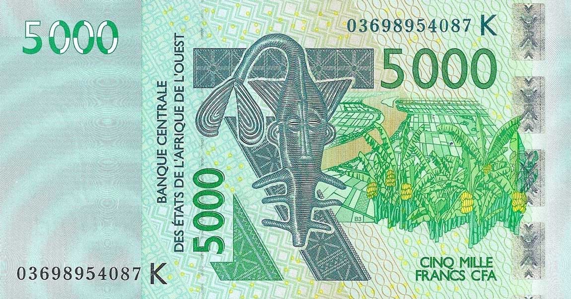 Front of West African States p717Ka: 5000 Francs from 2003