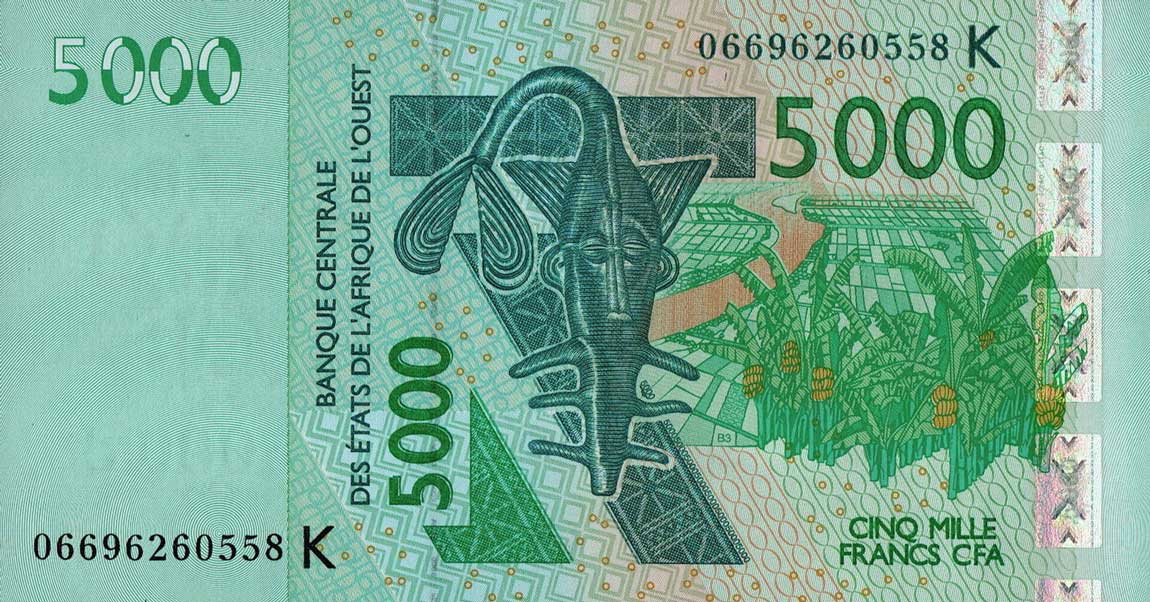 Front of West African States p717Kd: 5000 Francs from 2006