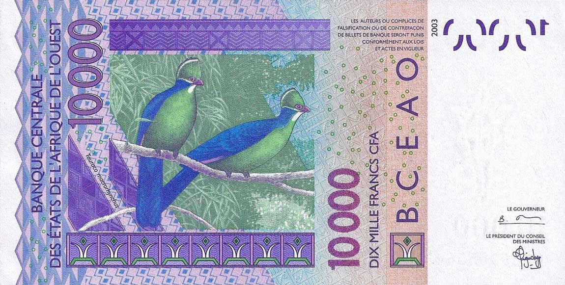 Back of West African States p718Ka: 10000 Francs from 2003