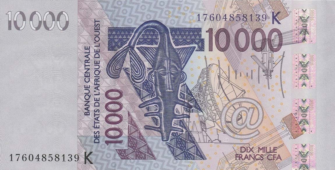 Front of West African States p718Kq: 10000 Francs from 2017