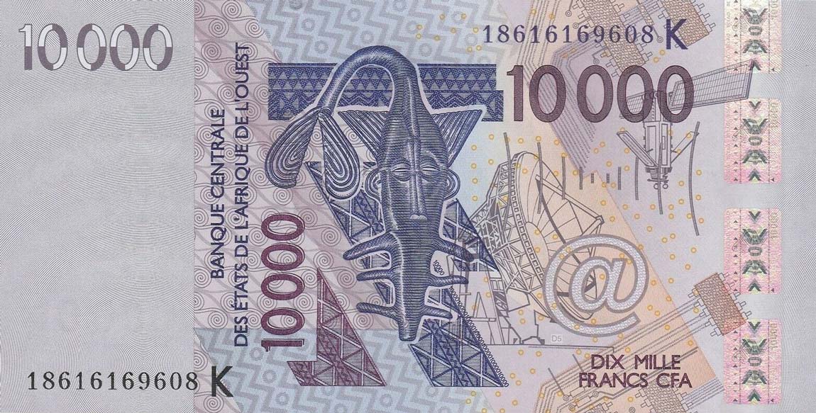 Front of West African States p718Kr: 10000 Francs from 2018