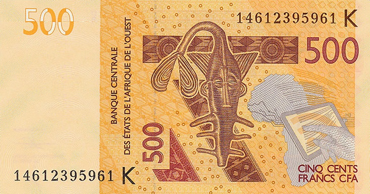 Front of West African States p719Kc: 500 Francs from 2014