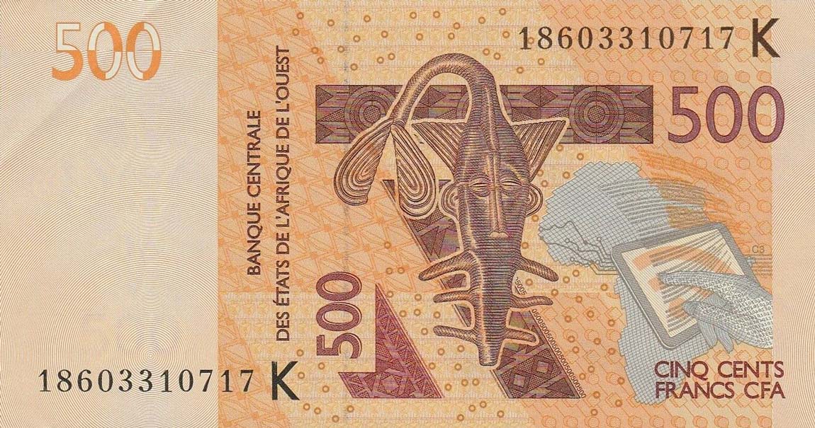 Front of West African States p719Kg: 500 Francs from 2018