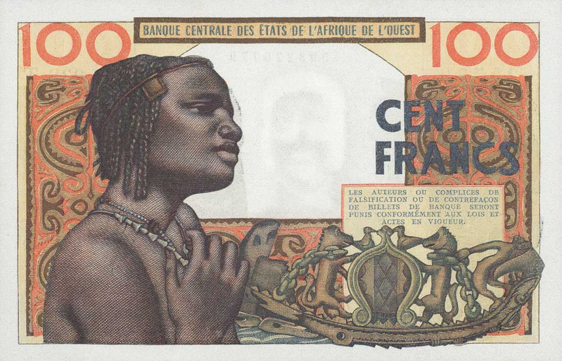 Back of West African States p801Te: 100 Francs from 1965