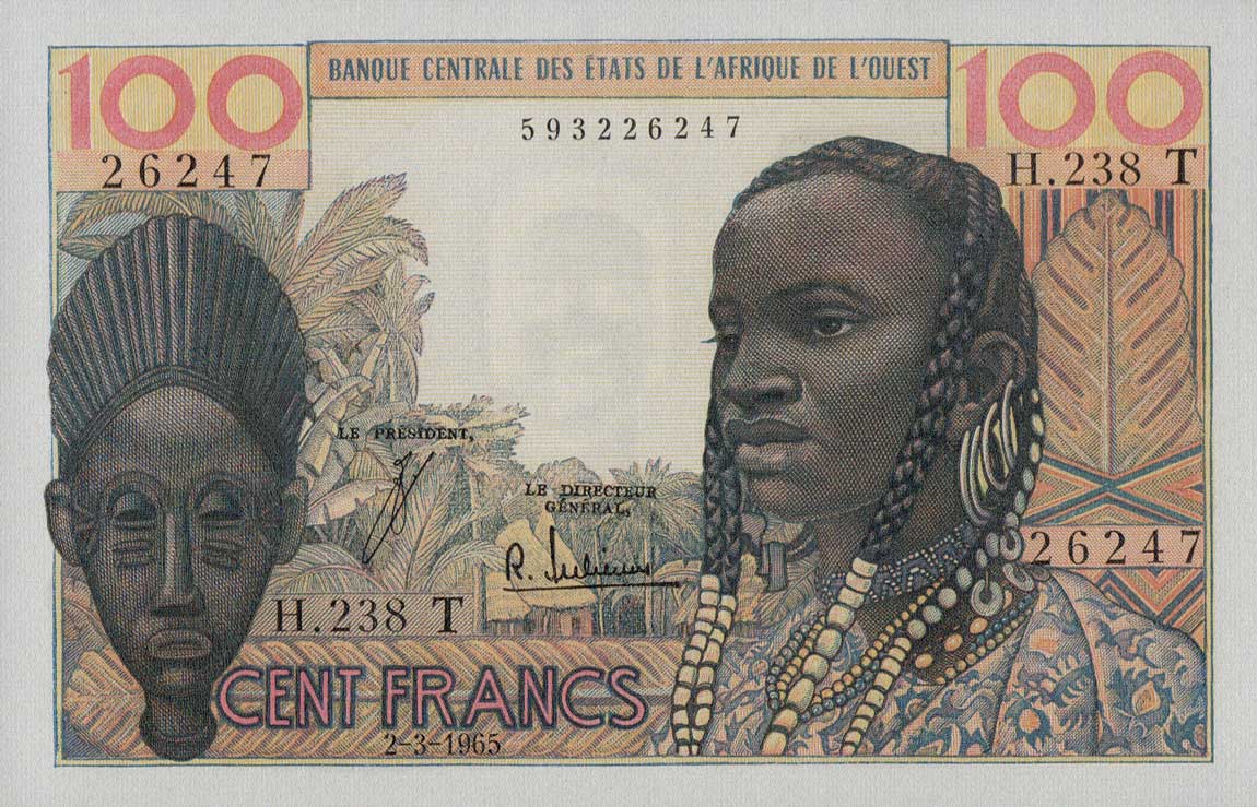 Front of West African States p801Tf: 100 Francs from 1961