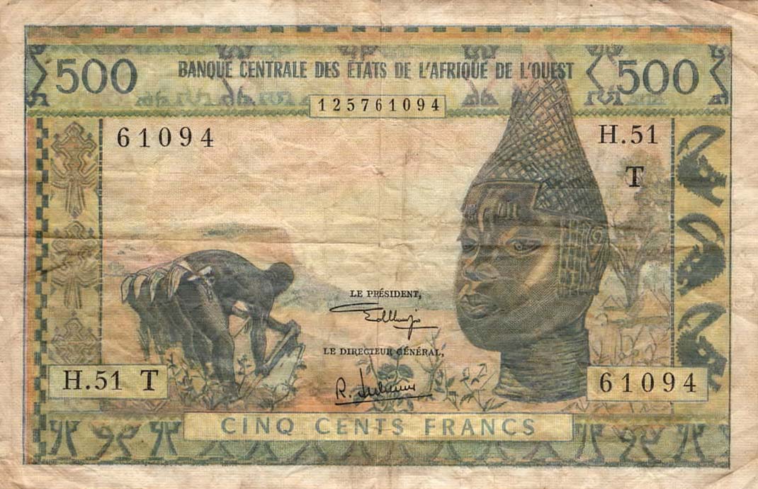 Front of West African States p802Tg: 500 Francs from 1959