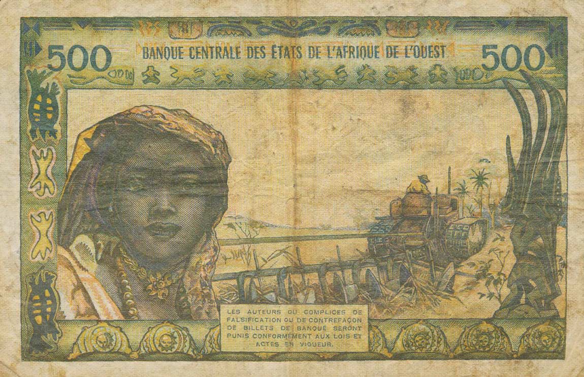 Back of West African States p802Ti: 500 Francs from 1959