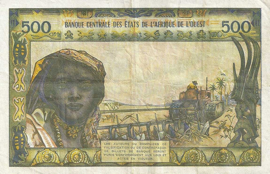 Back of West African States p802Tk: 500 Francs from 1959