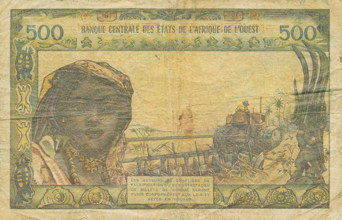 Back of West African States p802Tl: 500 Francs from 1959