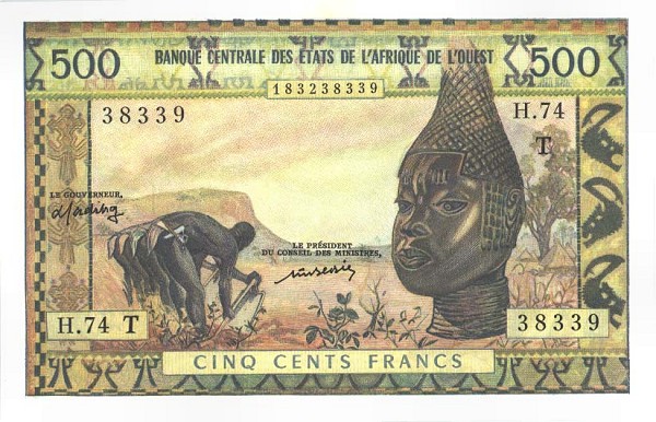 Front of West African States p802Tm: 500 Francs from 1959