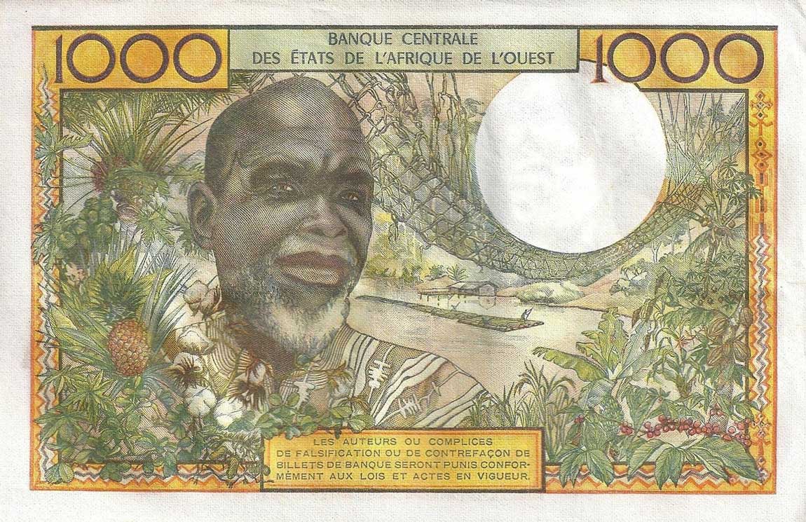 Back of West African States p803Tf: 1000 Francs from 1959