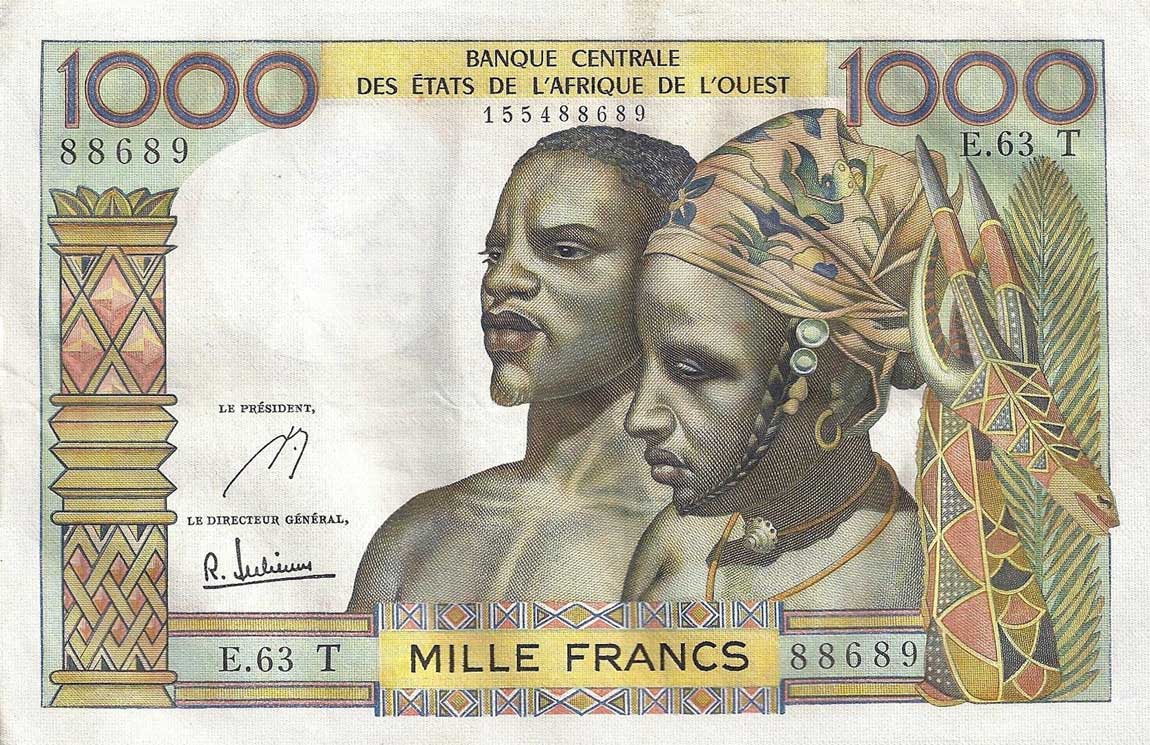 Front of West African States p803Tf: 1000 Francs from 1959