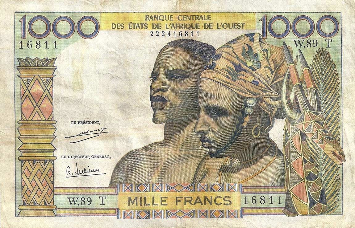 Front of West African States p803Ti: 1000 Francs from 1959