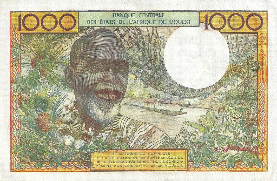 Back of West African States p803Tj: 1000 Francs from 1959