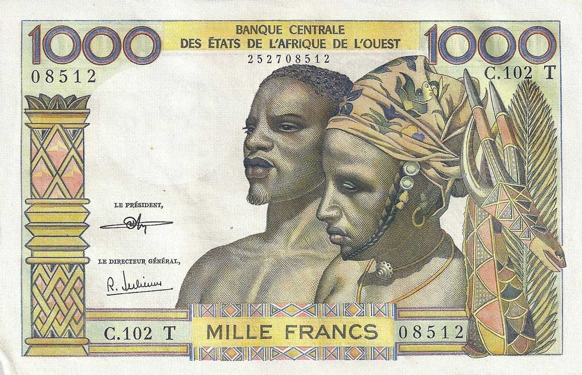 Front of West African States p803Tj: 1000 Francs from 1959