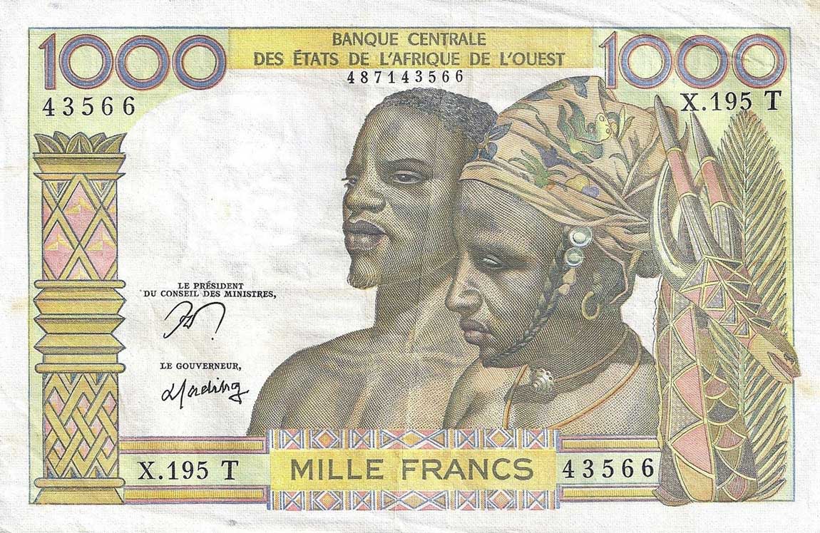Front of West African States p803Tn: 1000 Francs from 1959
