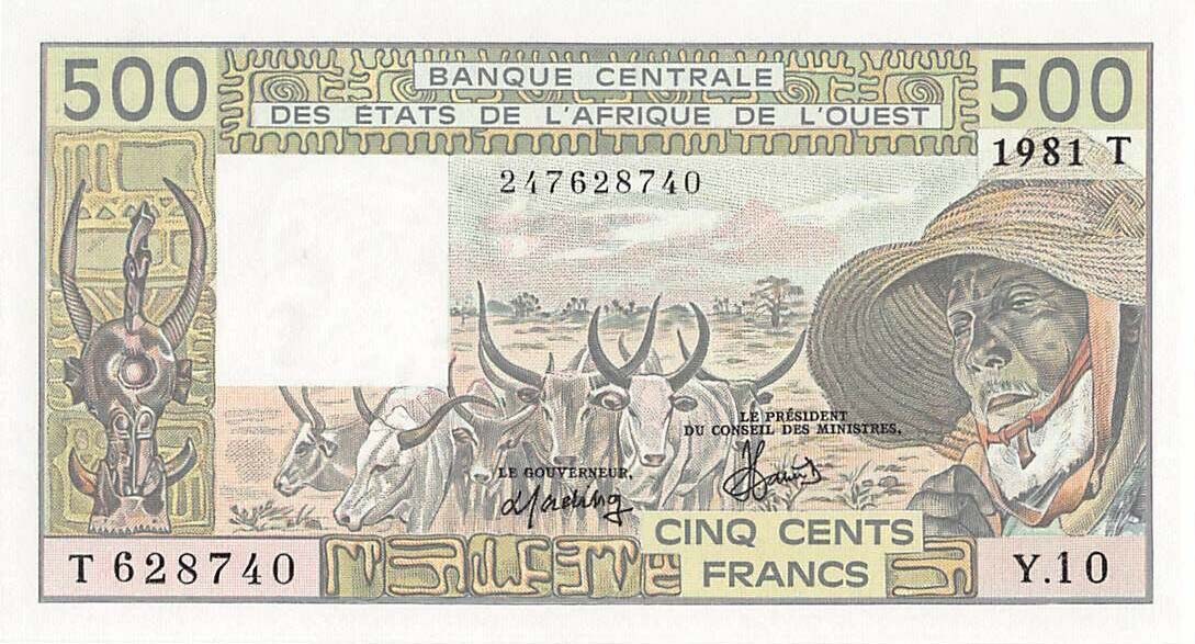 Front of West African States p806Te: 500 Francs from 1981