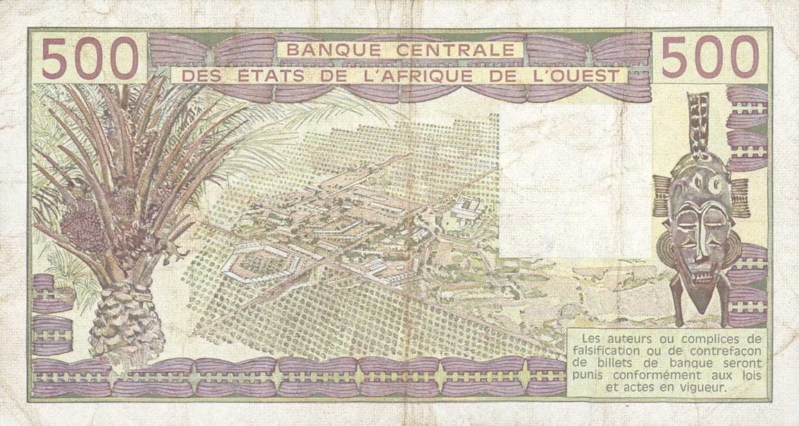 Back of West African States p806Tj: 500 Francs from 1987