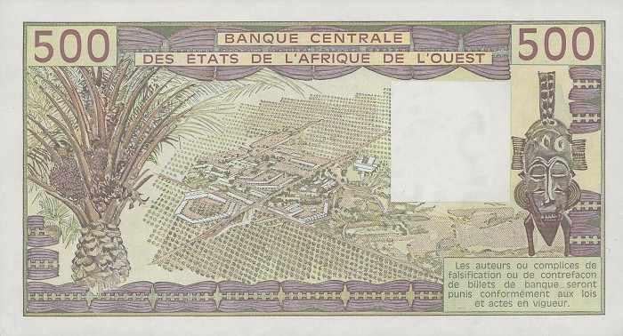 Back of West African States p806Tk: 500 Francs from 1989