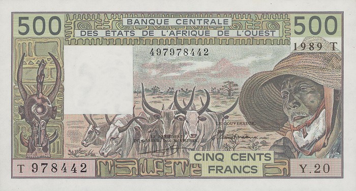 Front of West African States p806Tk: 500 Francs from 1989