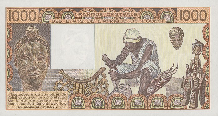 Back of West African States p807Tb: 1000 Francs from 1981