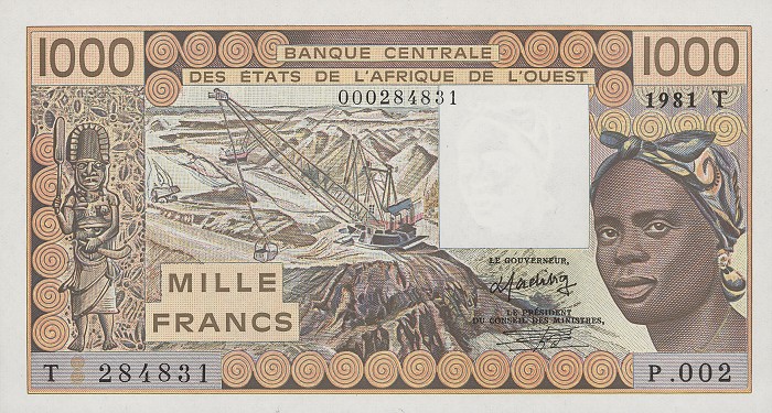 Front of West African States p807Tb: 1000 Francs from 1981