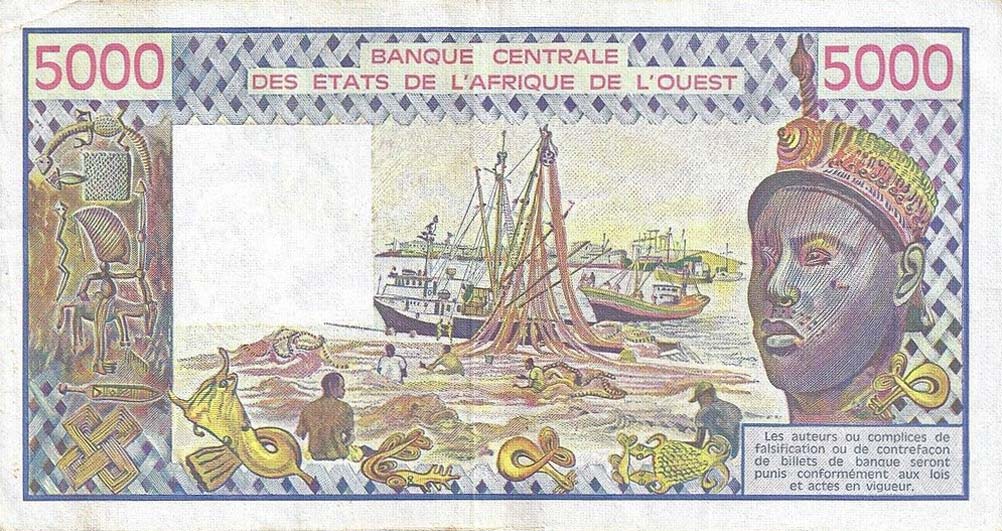 Back of West African States p808Tk: 5000 Francs from 1991